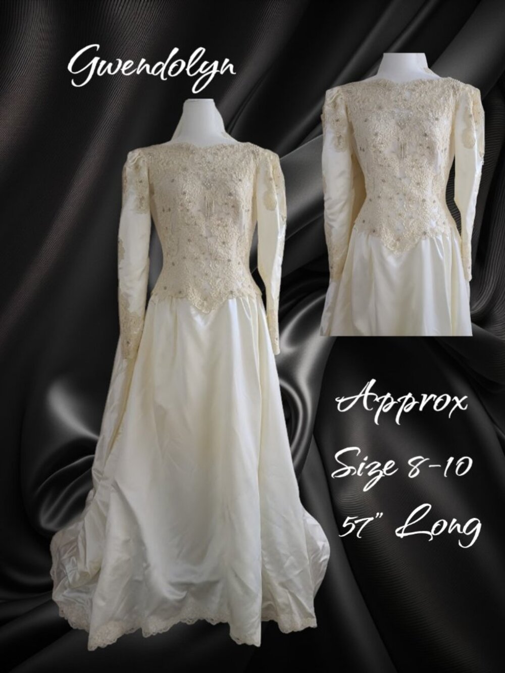 Gorgeous Vintage Wedding Dress 8-10 Length 57"